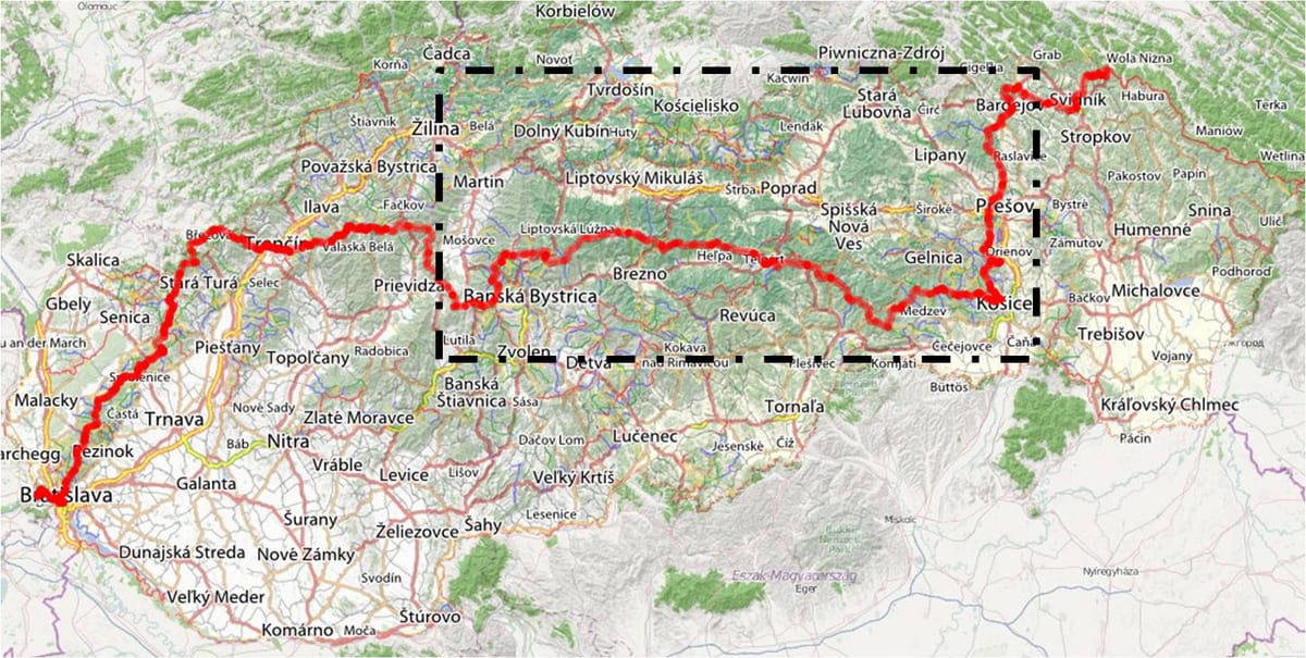 camiños mapa Eslovaquia