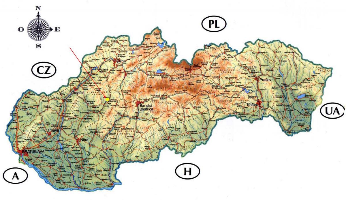 mapa de Eslovaquia castelos