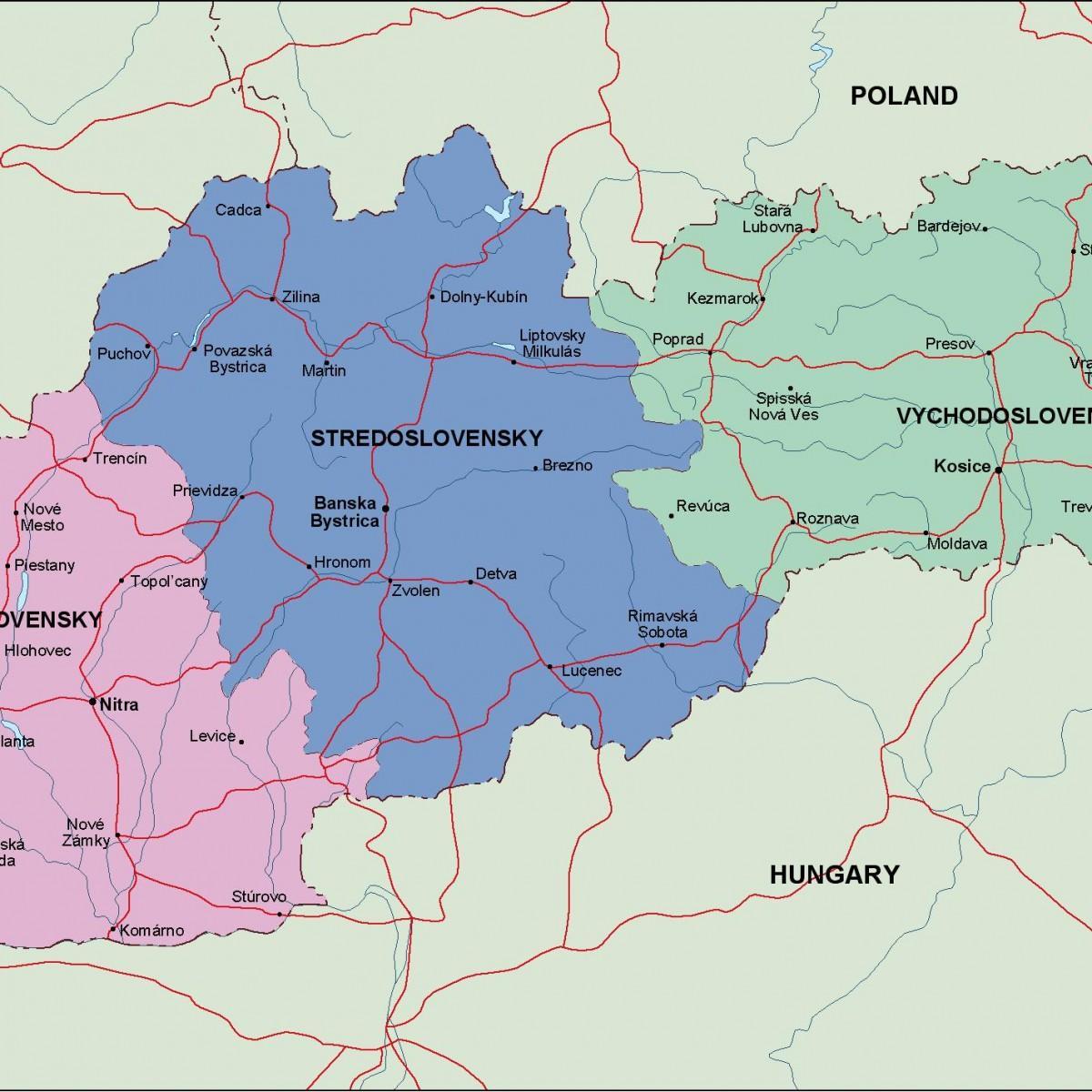 mapa de Eslovaquia política