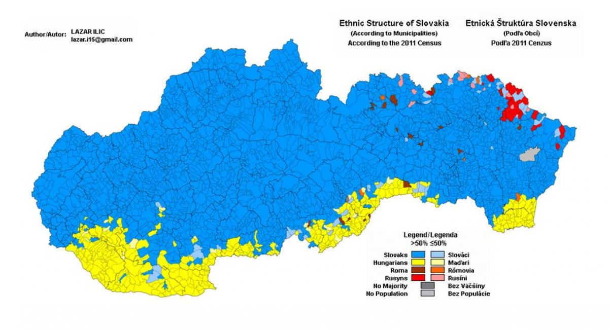 mapa de Eslovaquia étnica