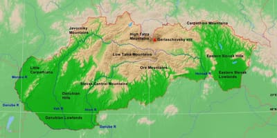 Mapa de Eslovaquia montañas